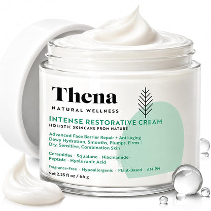 Organic Skin Barrier Face Cream for Dry Sensitive Skin with Ceramides, Niacinamide, Hyaluronic Acid, Squalane & Anti-Aging Peptides, Daily Facial Moisturizer, Clinically Tested Dermatologist Approved